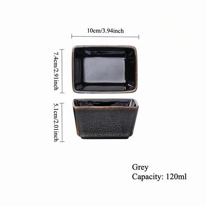 Gohobi Iridescent Kiln-Change Rectangular Ceramic Sauce Bowl