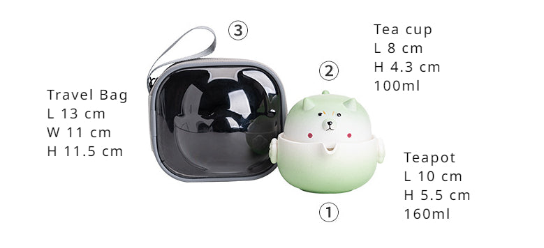Gohobi Shiba Inu Teapot and Tea Cup Set Travel Tea Set