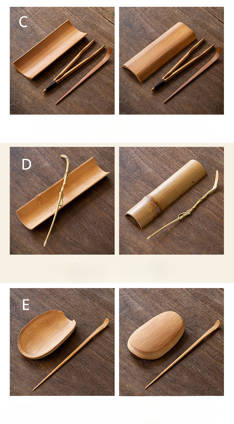 Gohobi Retro Bamboo Chaze Tea Tool Set – Handmade Chinese Tea Lotus Scoop, Teaspoon & Tea Needle Three-Piece Set