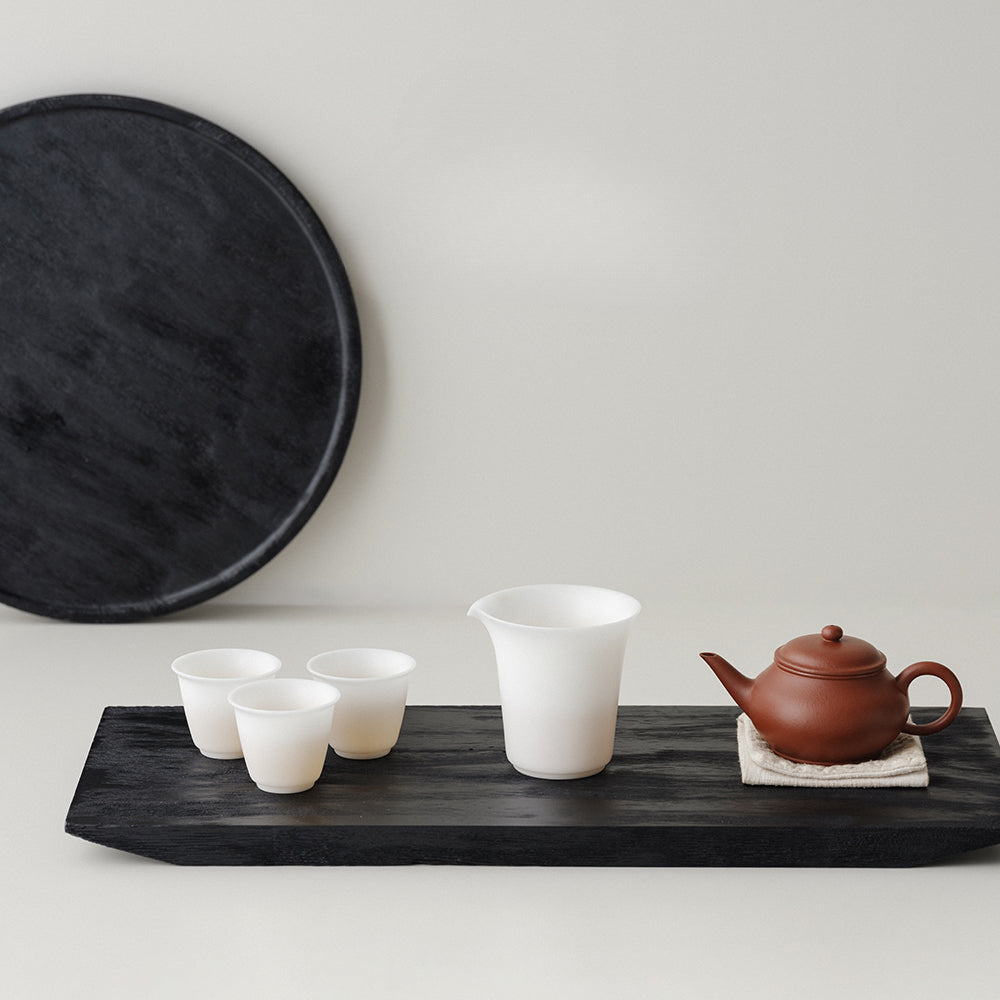 Gohobi Japanese-style Wabi-Sabi Carbonised Wood Black Tray 003