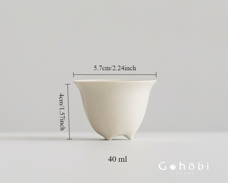 Gohobi Wood Ash Glaze Three-Legged Teacup – Handmade Song Style Gongfu Master Cup
