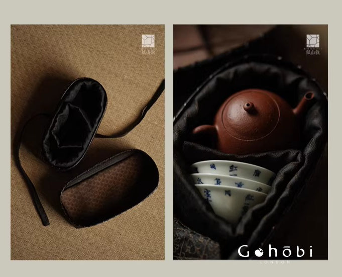 [賦山敘 x Gohobi] Gohobi Bamboo Travel Tea Box – Portable Tea Set Storage Bag with Carry Strap