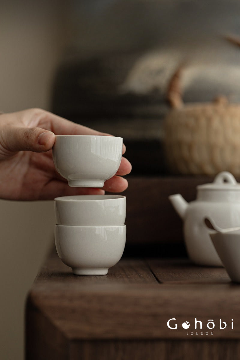 Gohobi Plant Ash Glaze Meditation Teacup – Thin Porcelain Small Gongfu Tea Cup