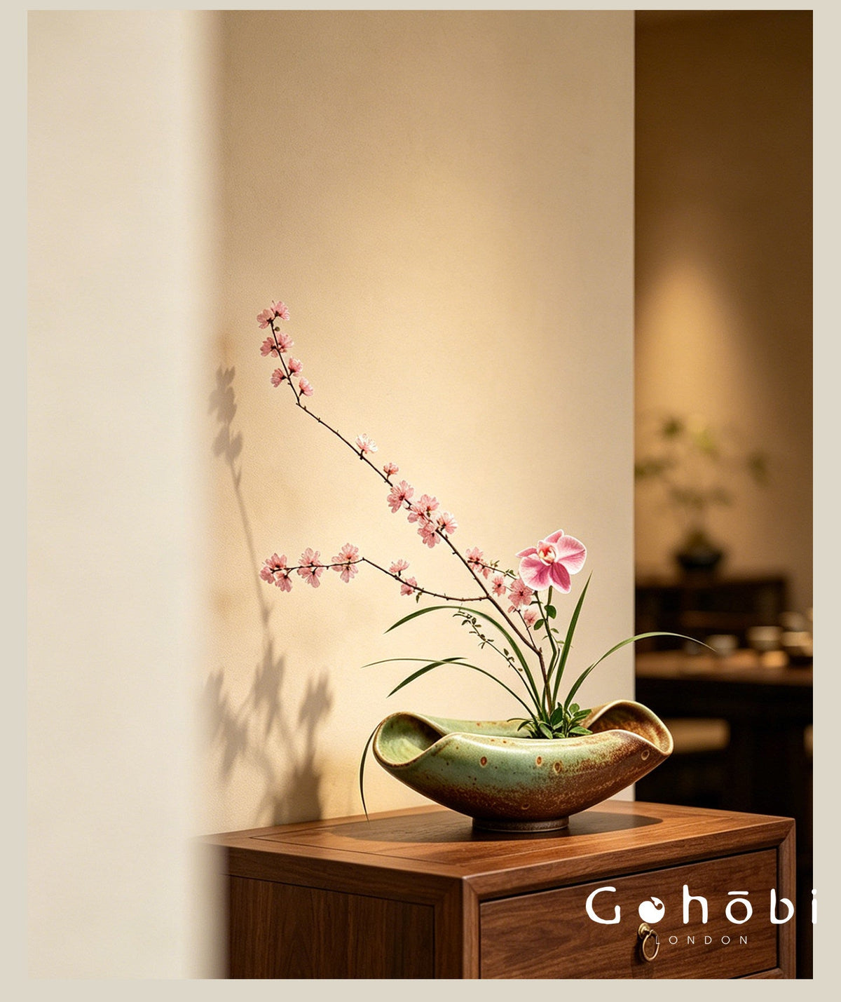 Gohobi Japanese Ikebana Ceramic Vase – Jingdezhen Medieval Style Large Flower Arrangement Vessel