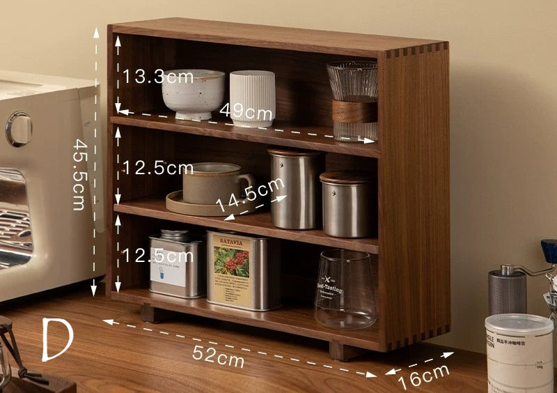 Gohobi Black Walnut Storage Cabinet – Solid Wood Medieval Style Tea and Tableware Cabinet