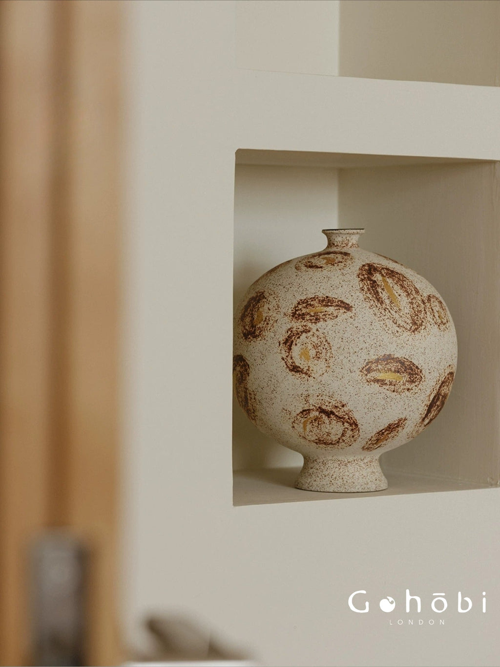 Gohobi Wabi-Sabi Sand Texture Large Vase – Handmade Jingdezhen Ceramic Flower Vessel