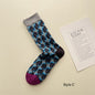 Gohobi Spring Summer Embossed Geometric Mid-Calf Socks