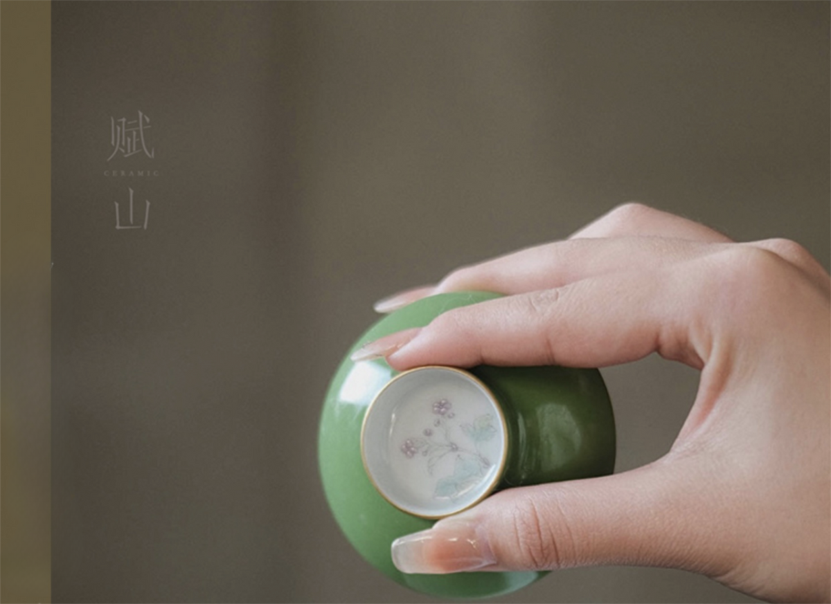[賦山敘 x Gohobi] “Ink Bamboo & Crane” Kuikou Master Cup – Hand-Painted Jingdezhen Ceramic Tasting Cup