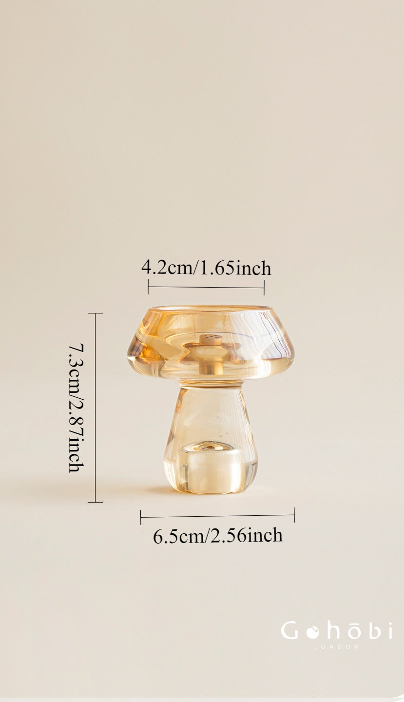 Gohobi Mushroom Glass Incense Holder – New Chinese Style Desktop Incense Tray