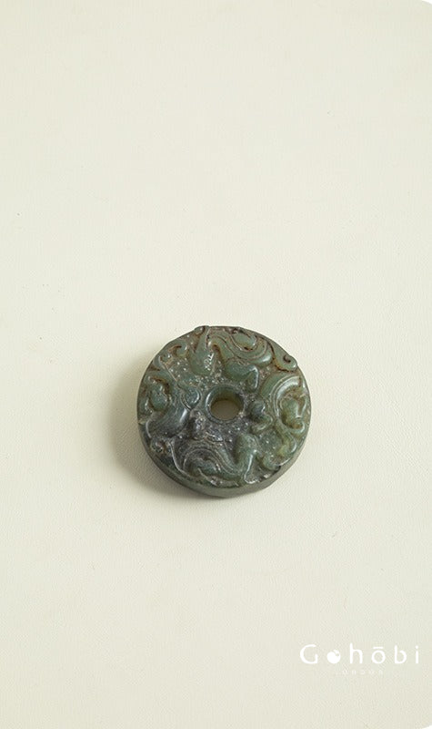 Gohobi Antique Style Jade Pendant – Pixiu and Ruyi Tea Ceremony Decorative Pendant