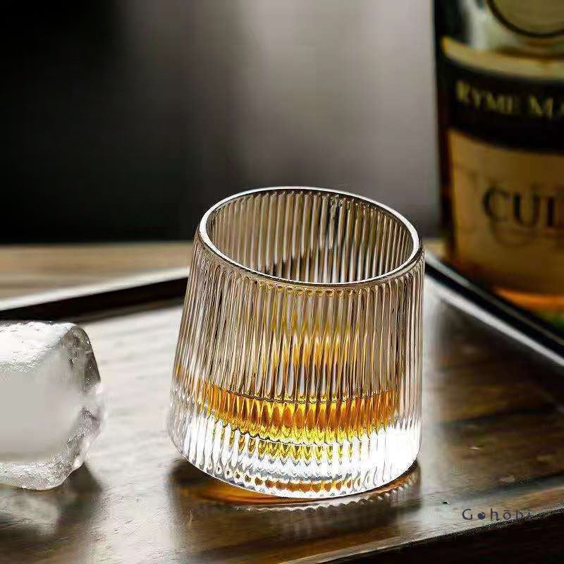Gohobi Handmade Rotating Glass Tumbler –  Glass for Bar & Home