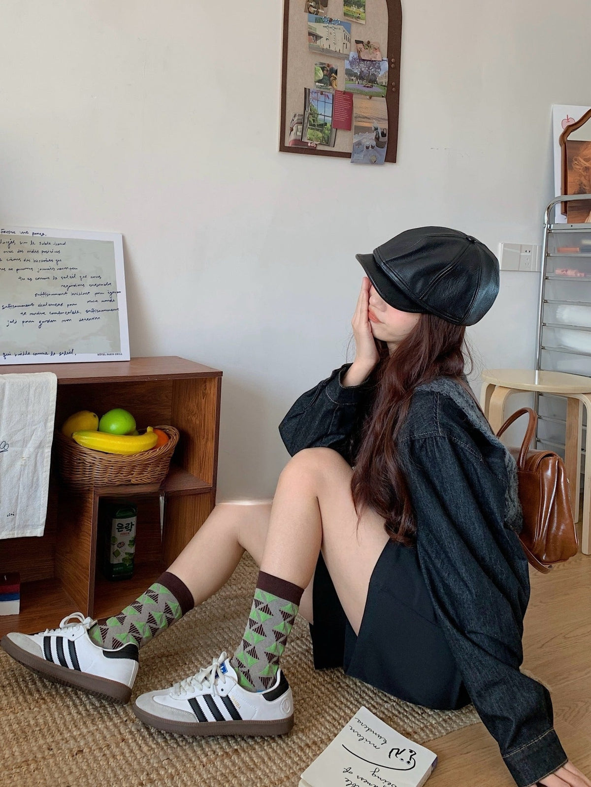 Gohobi Spring Summer Embossed Geometric Mid-Calf Socks