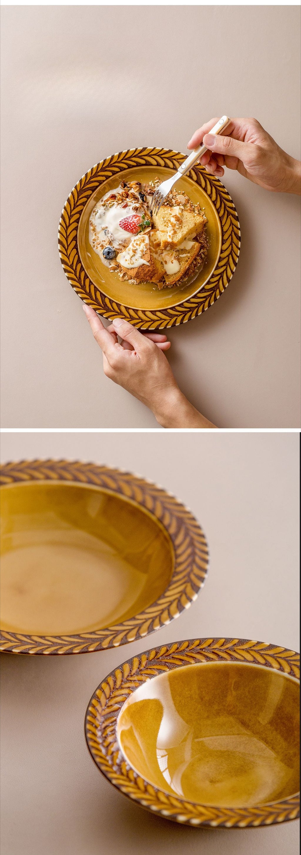 Gohobi Ceramic Rosemary Plate [Made in Japan]