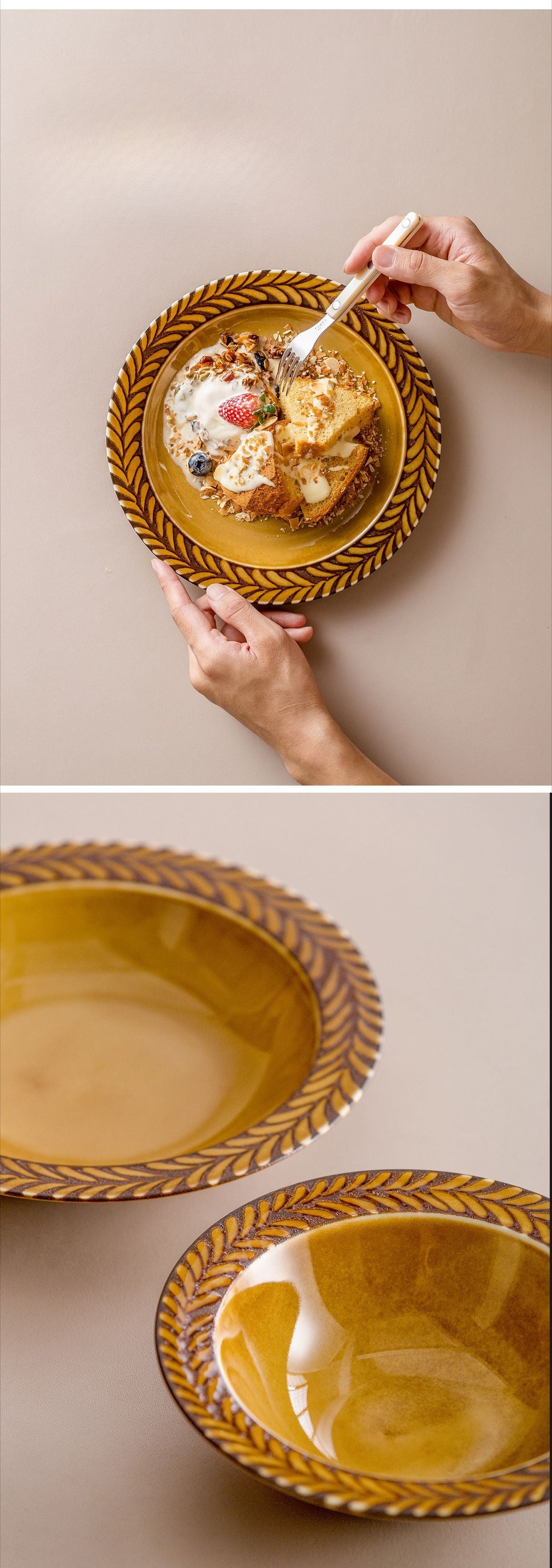 Gohobi Ceramic Rosemary Plate [Made in Japan]