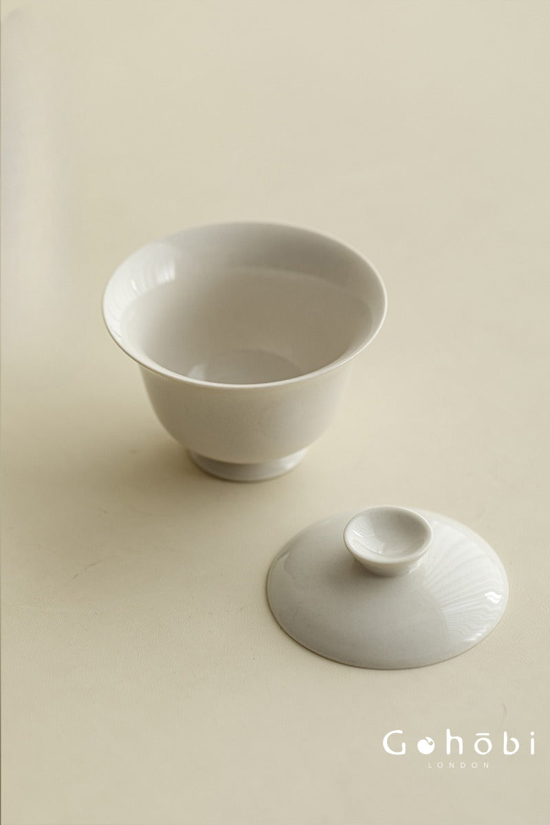 Gohobi Plant Ash Glaze High Foot Gaiwan – Song Style Handmade Literati Tea Bowl