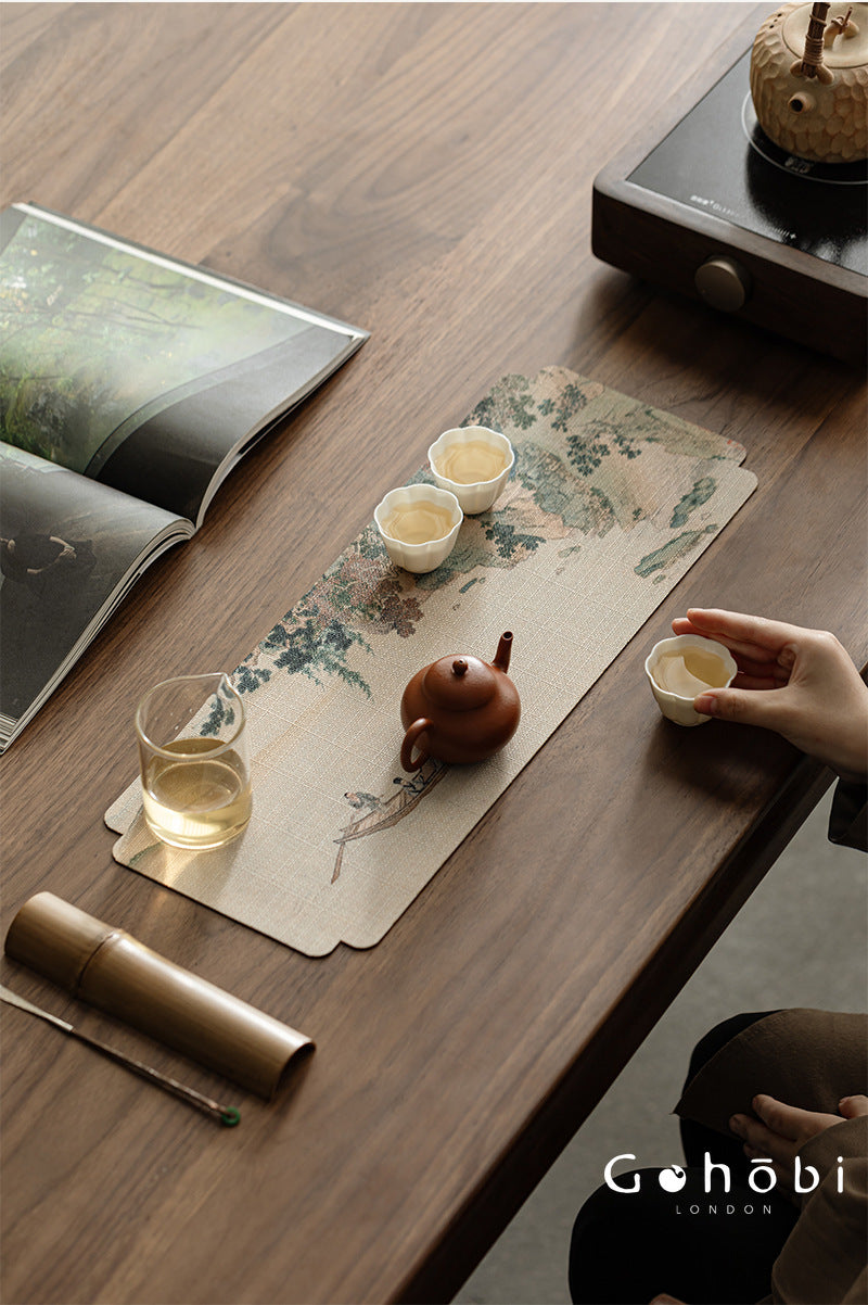 Gohobi Xiangyun Silk Tea Table Runner – Double-Sided Tea Mat Dry Brew Cloth