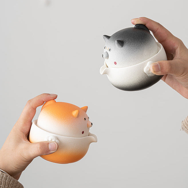 Gohobi Shiba Inu Teapot and Tea Cup Set Travel Tea Set