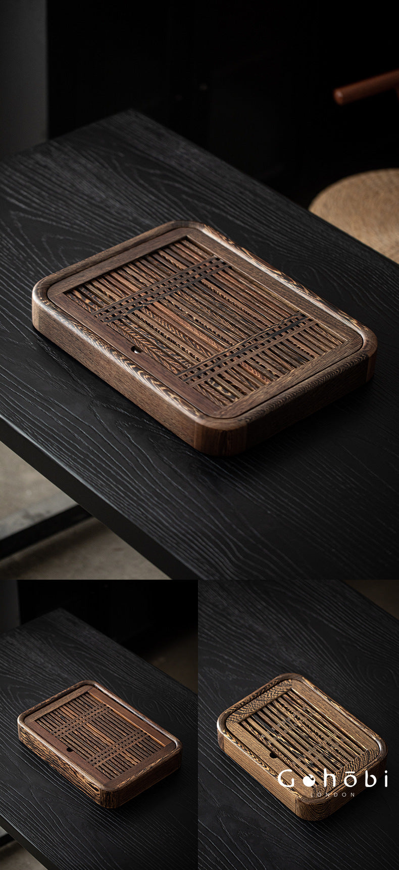 Gohobi Solid Wood Water Storage Tea Tray – Chinese Gongfu Tea Table Tray