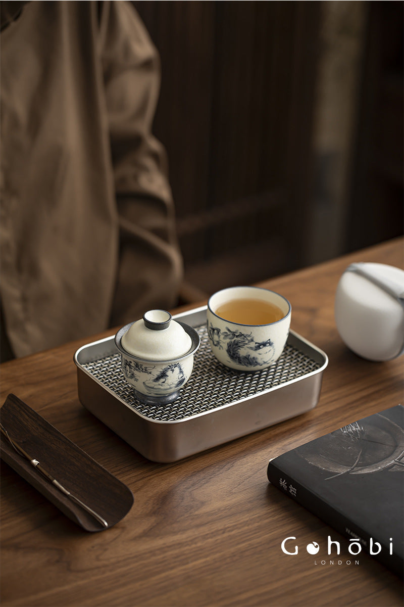 Gohobi Cute Cat Ceramic Travel Tea Set – Portable Gaiwan Tea Cup Set for One