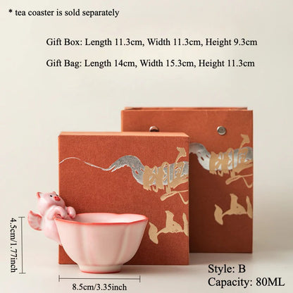 Gohobi Flying Pig Ceramic Teacup (tea coaster is sold separately)