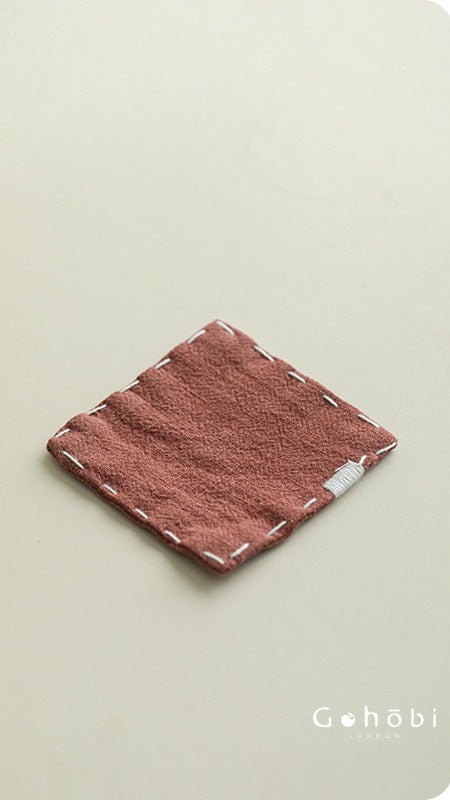 Gohobi Japanese Style Ramie Embroidered Coaster – Handmade Fabric Tea Cup Mat