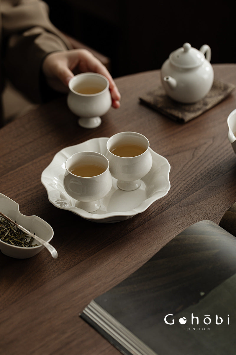 Gohobi Wood Ash Glaze High Foot Teacup – Song Style Bergamot Gongfu Master Cup