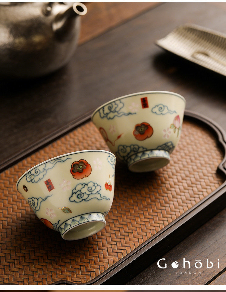 Gohobi Hand-Painted Linglong Porcelain Teacup – Jingdezhen Gongfu Tea Tasting Cup