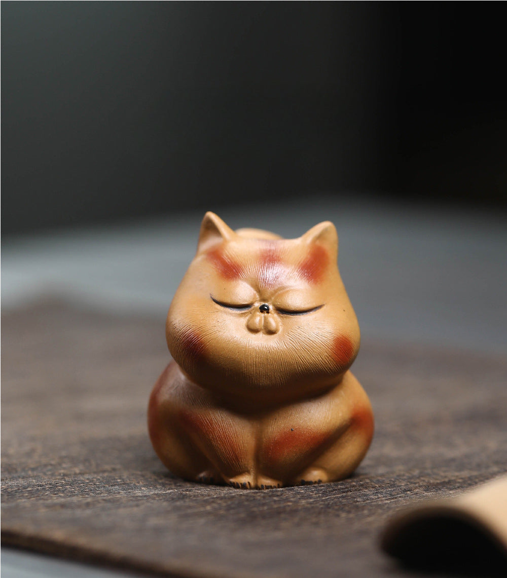 Gohobi Lucky Cat Ornament Yixing Clay Tea Pet