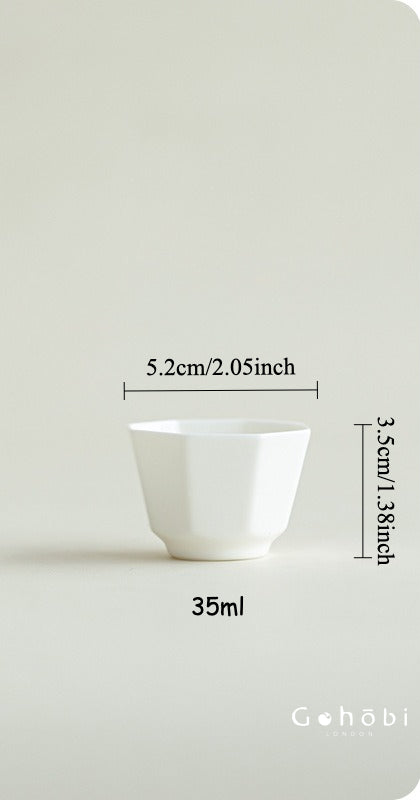 Gohobi Handmade White Porcelain Teacup – Thin Porcelain Flower Rim Gongfu Master Cup