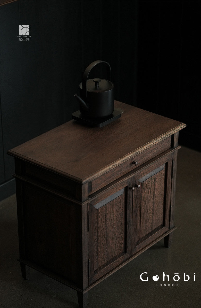 [賦山敘 x Gohobi] Gohobi Shanghai Style Teak Tea Cabinet – Solid Wood Retro Tea Table Side Cabinet