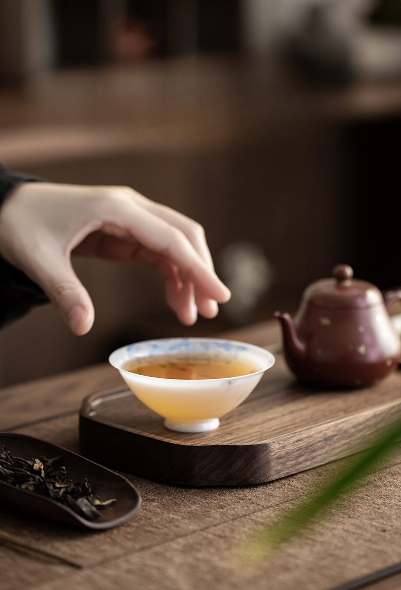 Gohobi Hand-painted Jade White Lotus Porcelain Tea Cup