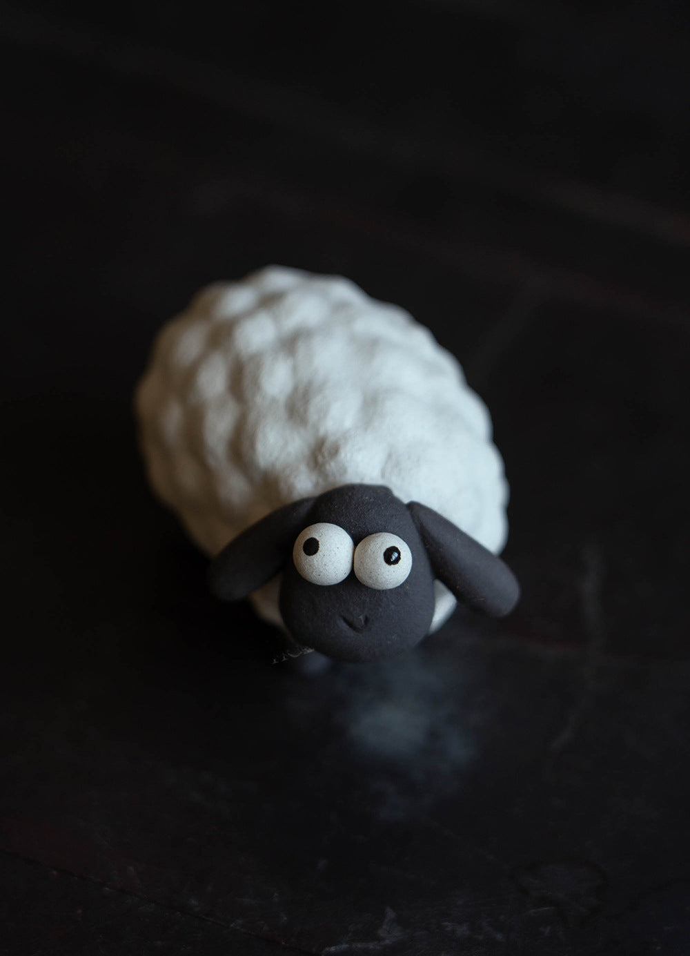 Gohobi Handmade Ceramic YiXing Clay White and Black Sheep Ornament Tea pet