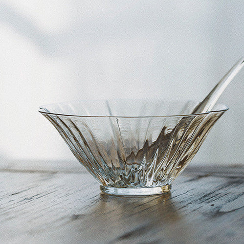 Gohobi Handcrafted Flower Glass Bowl with Spoon – Perfect for Matcha Ceremony, Lattes & Desserts