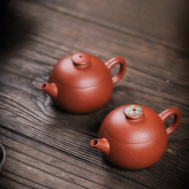 Gohobi Handmade Yixing Zisha Sandy Purple Clay Teapot – 90ml Handmade Original Ore Jiangpo Clay Bowl-Shaped Teapot, Thin Body with Built-in Filter, Gongfu Small Teaware
