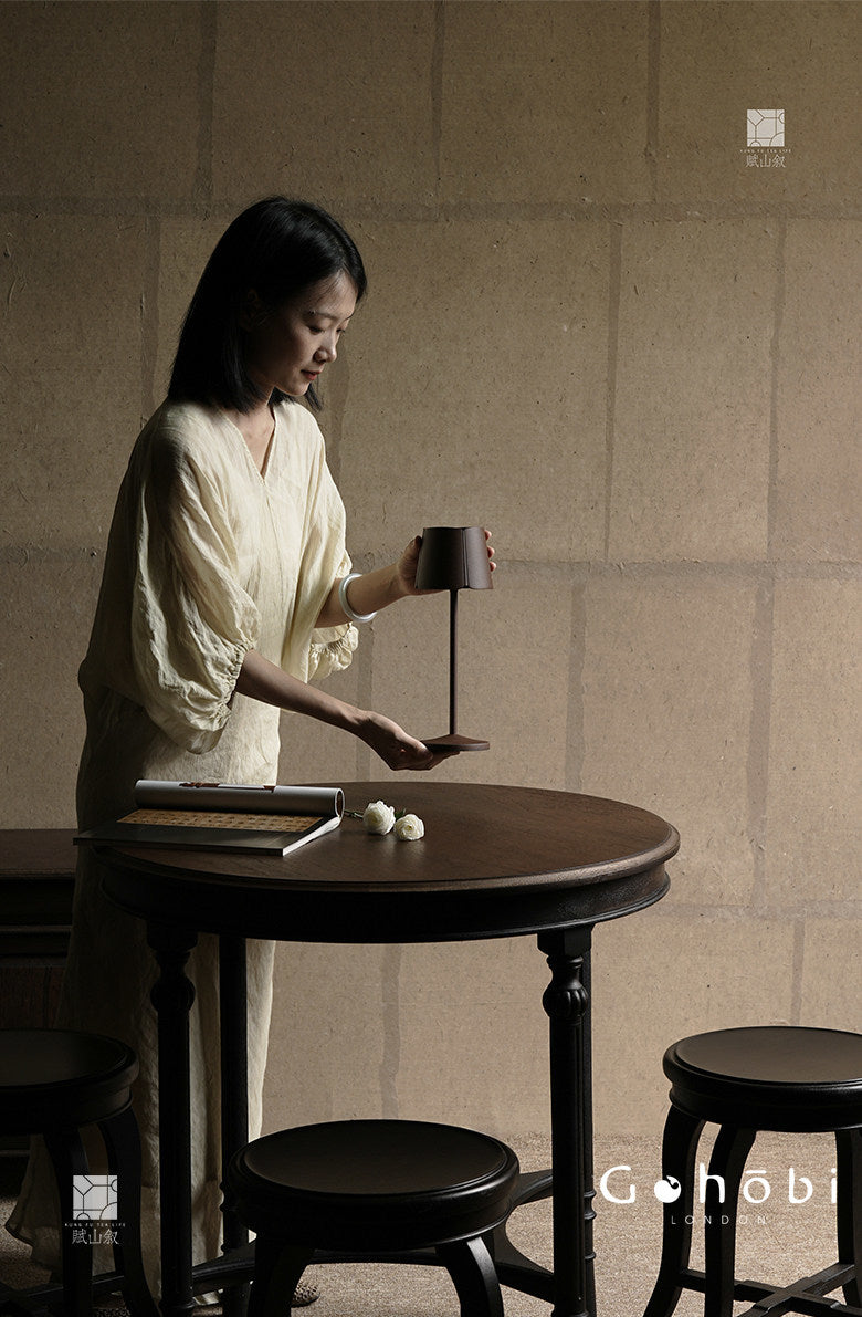 [賦山敘 x Gohobi] Gohobi Wabi-Sabi Teak Wood Tea Table – Round Solid Wood Tea Table