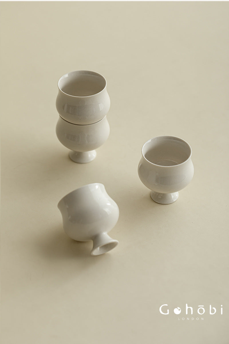 Gohobi Wood Ash Glaze High Foot Teacup – Song Style Bergamot Gongfu Master Cup