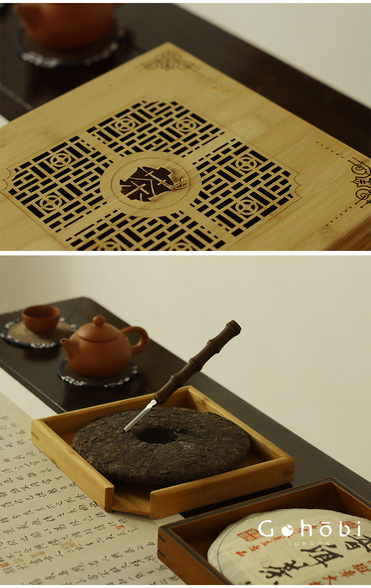 Gohobi Bamboo Pu’er Tea Tray – Multi-Layer Drawer Style Gongfu Tea Tray