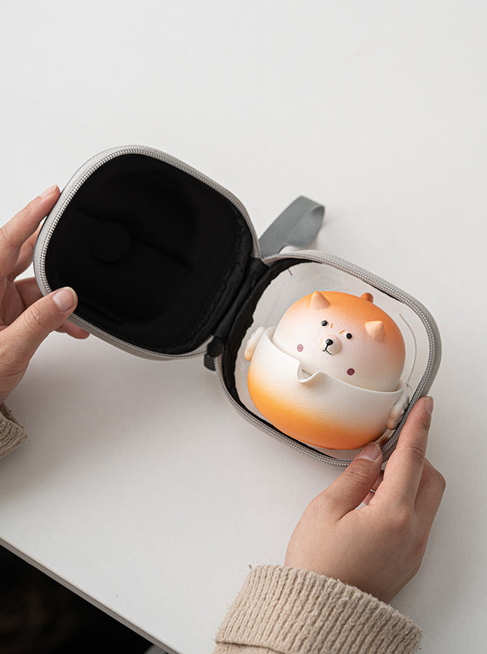 Gohobi Shiba Inu Teapot and Tea Cup Set Travel Tea Set