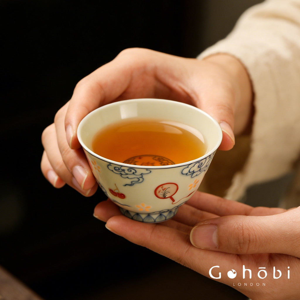 Gohobi Hand-Painted Linglong Porcelain Teacup – Jingdezhen Gongfu Tea Tasting Cup