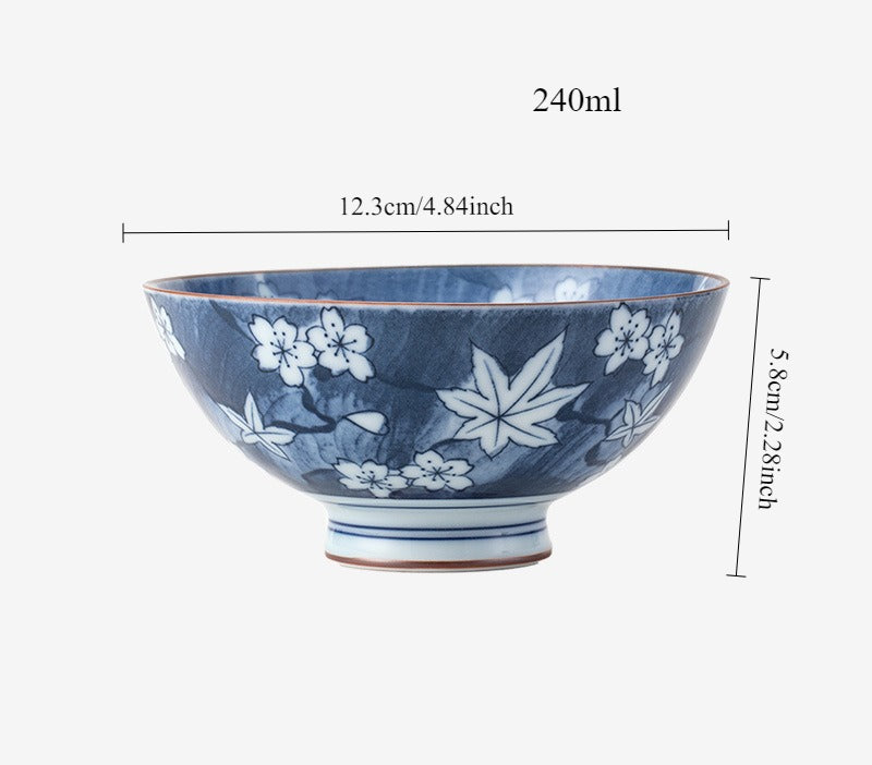 Gohobi Japanese Ancient Dyed Blue Rice Bowl – Minoya Porcelain Tableware [Made in Japan]