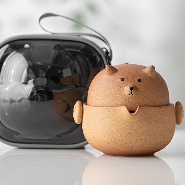 Gohobi Shiba Inu Teapot and Tea Cup Set Travel Tea Set