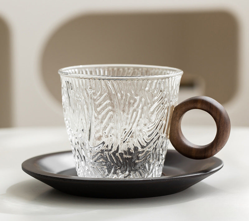 Gohobi Japanese Glass Coffee Cup with Saucer 006
