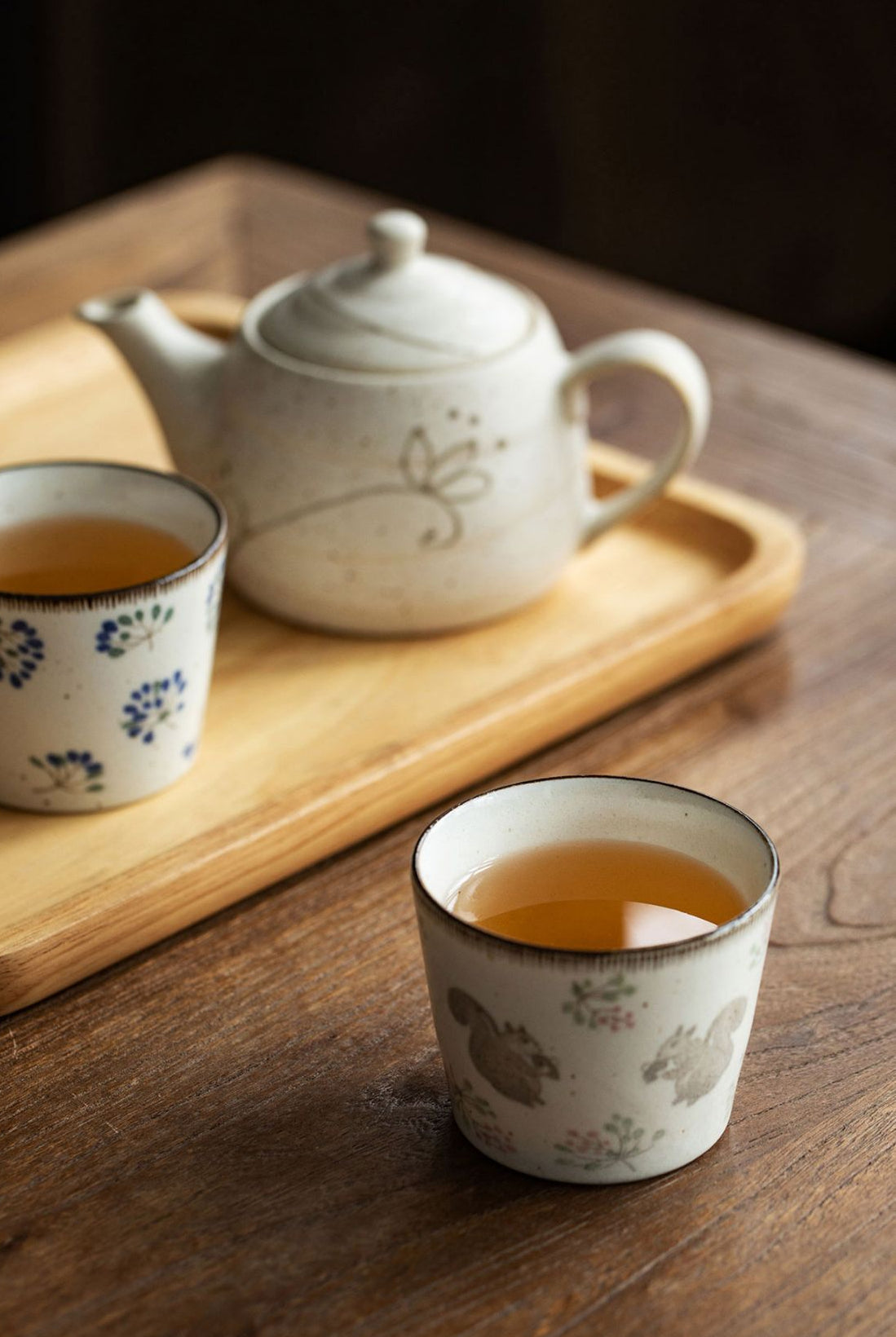 Gohobi Japanese Mino-Fired Squirrel Swallow Ceramic Cups and mugs [Made In Japan]