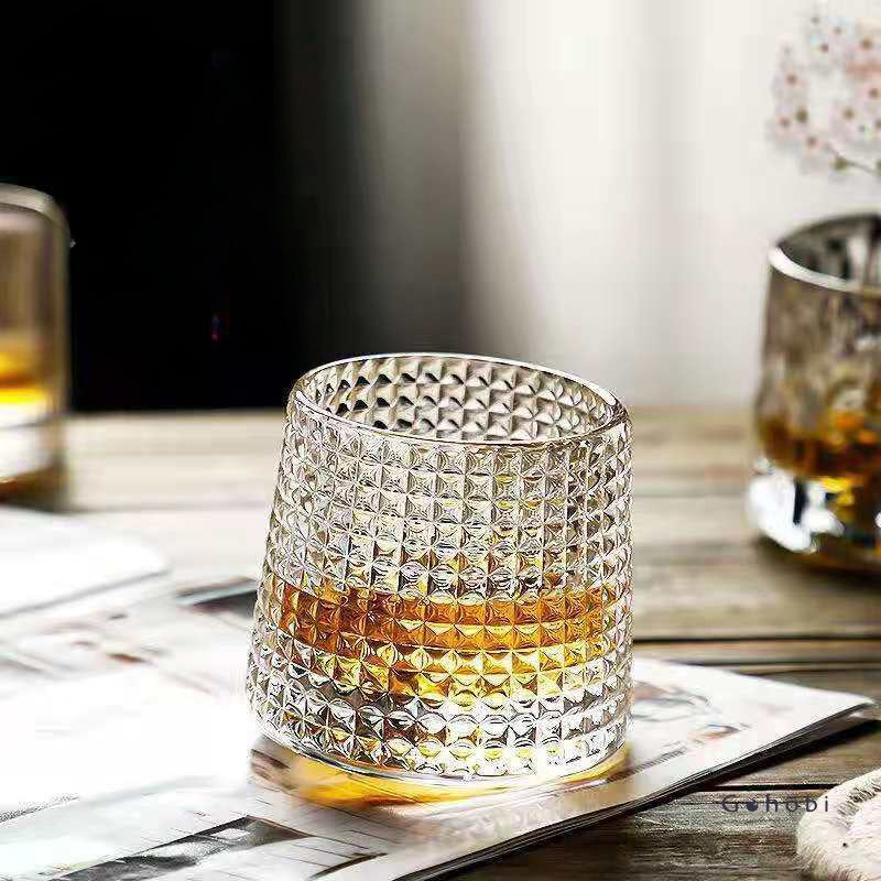 Gohobi Handmade Rotating Glass Tumbler –  Glass for Bar & Home