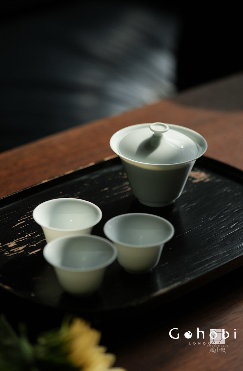 [賦山敘 x Gohobi] Gohobi Pure White Porcelain Gaiwan – Horseshoe Shape Thin Porcelain Gongfu Tea Bowl