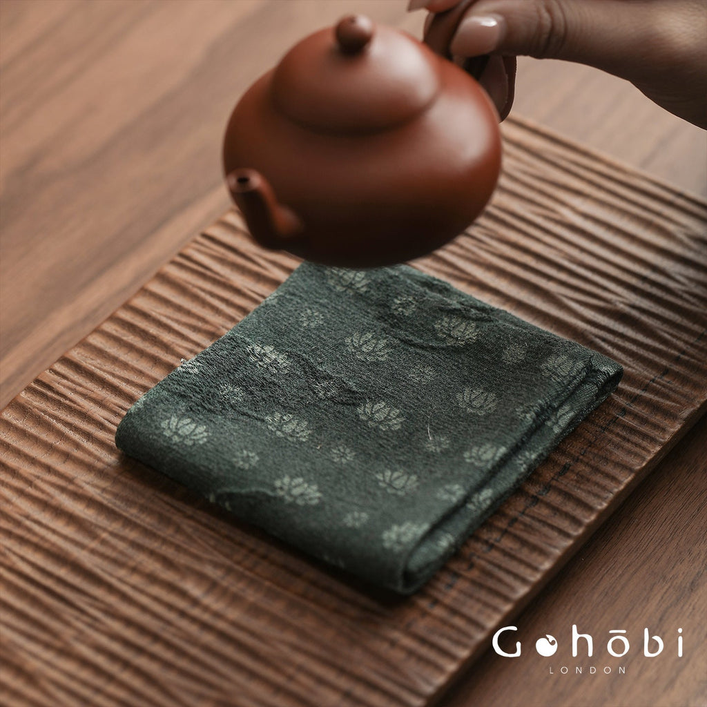 Gohobi Retro Lotus Tea Towel – Thick Absorbent Zen Tea Cloth for Tea Table