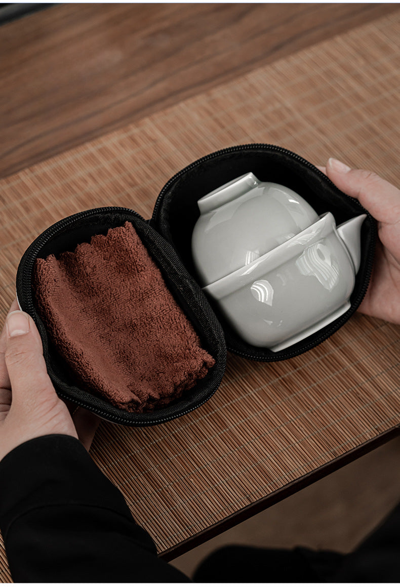 Gohobi Japanese Style Ice Grey Gaiwan Travel Tea Set 004