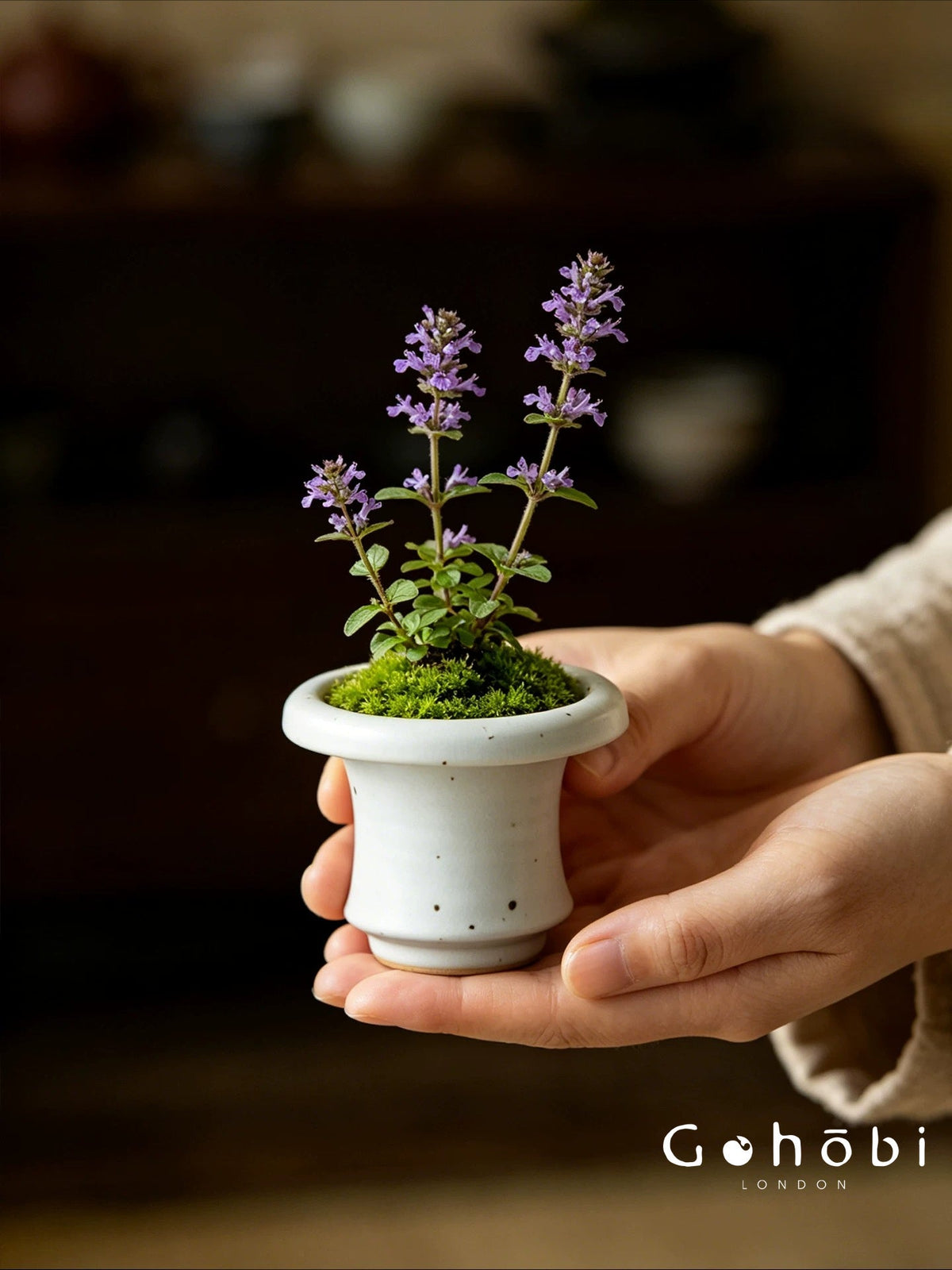 Gohobi Japanese Ikebana Mini Ceramic Vase – Jingdezhen Wabi-Sabi Desktop Flower Vase