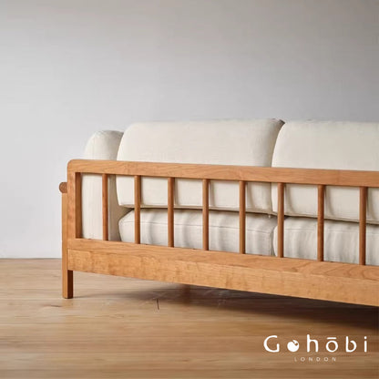 Gohobi Nordic Solid Wood Fabric Sofa – Handmade Double Sofa for Living Room or Small Apartment | FSC Certified Furniture