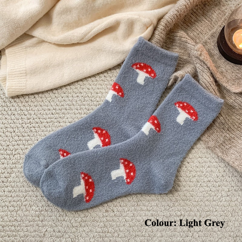 Gohobi Cozy Fleece-Lined Mushroom Socks